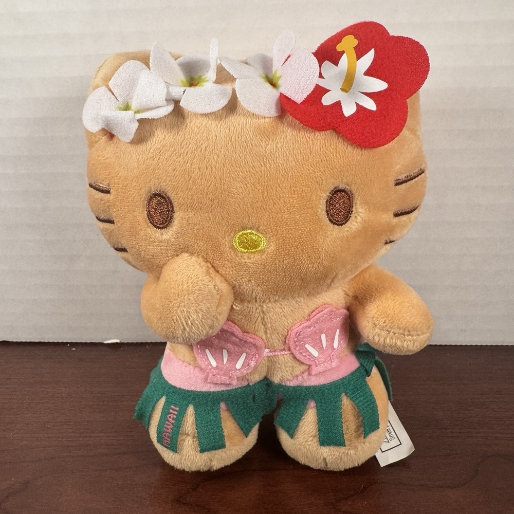 Hawaii Limited Edition Hello Kitty 6" Plush Hula Kiss Tan 2018 Sanrio Doll